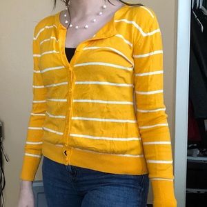 Yellow and white striped cardigan